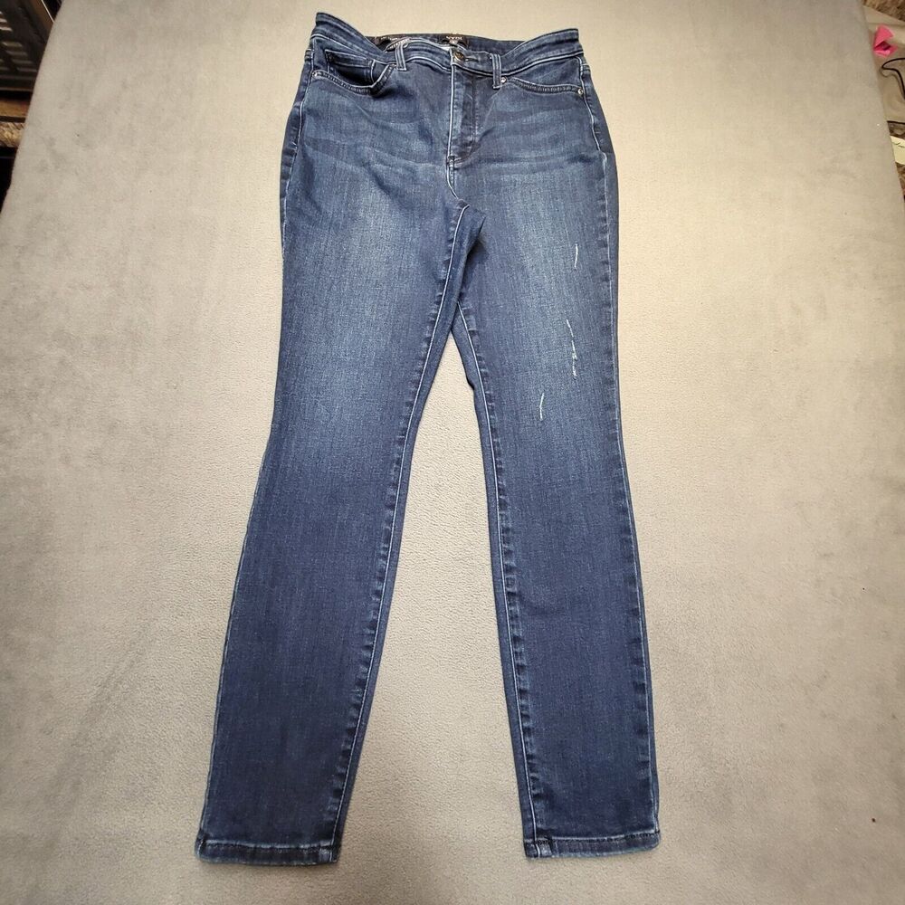 NYDJ Jeans Womens 8 Blue Ami Skinny Leg Stretch Denim Distressed